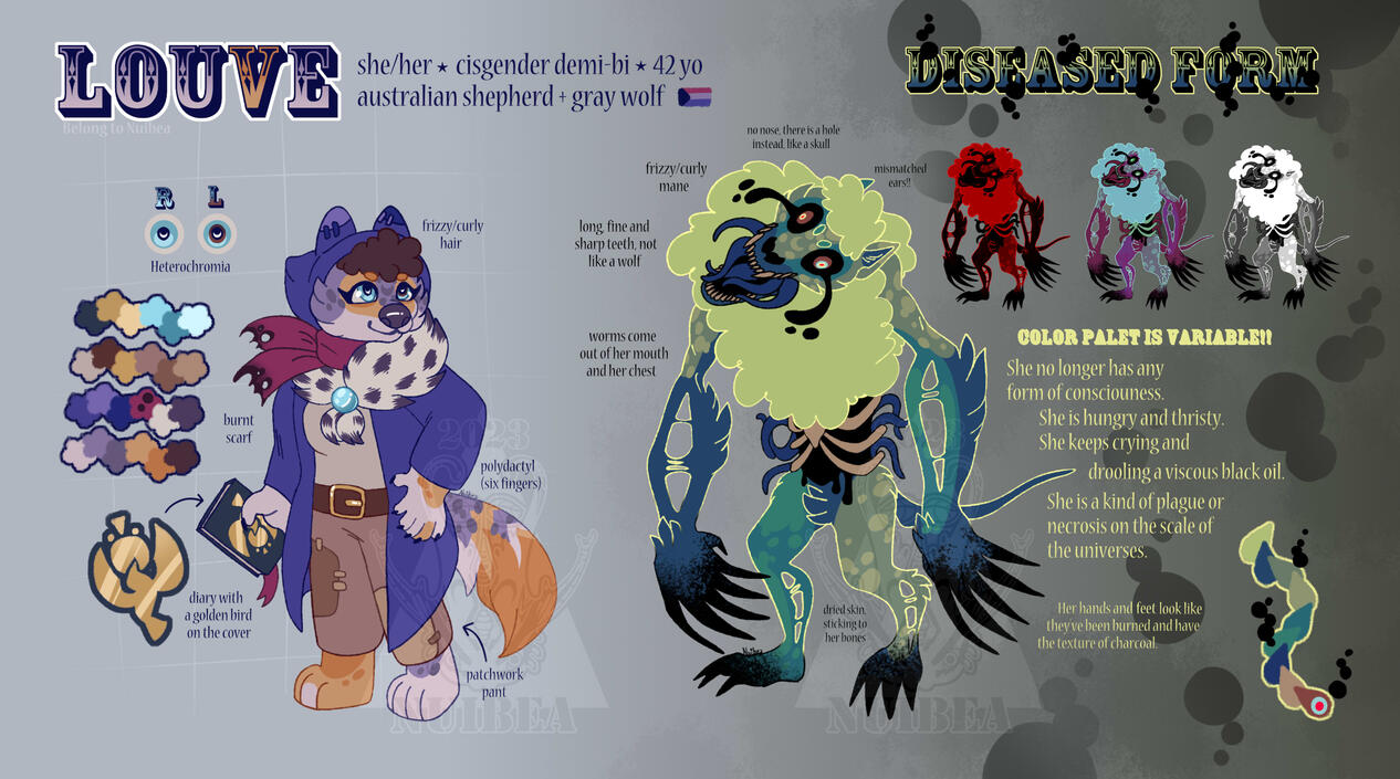 Louve, OC reference sheet